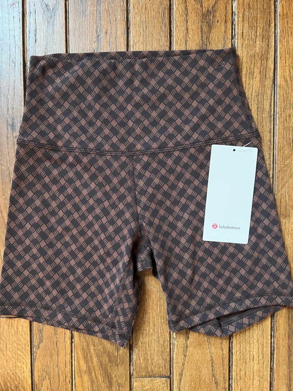Lululemon Brown Align High-Rise Bike Shorts Java Sequoia Print Size 6 NWT